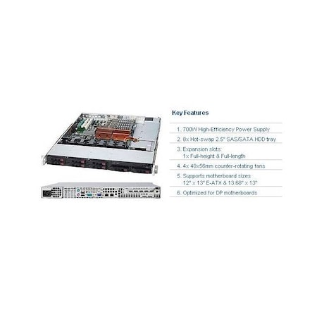 Supermicro SuperChassis 113TQ-700CB 700W 1U Rackmount Server Chassis (Black) CSE-113TQ-700CB